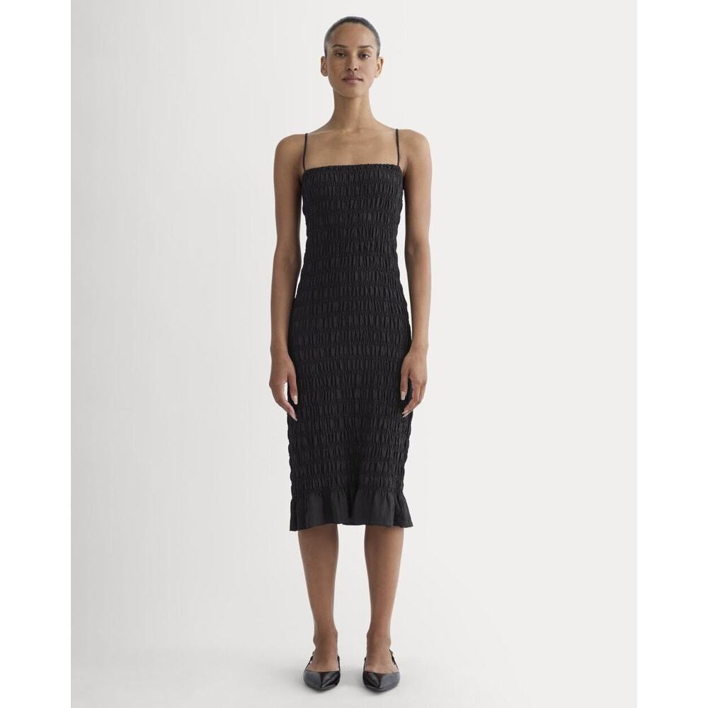 Everlane Women's Smocked Column Dress in Black, Size Large